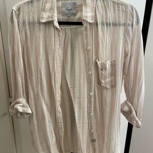 Rails Cream Striped Linen Shirt